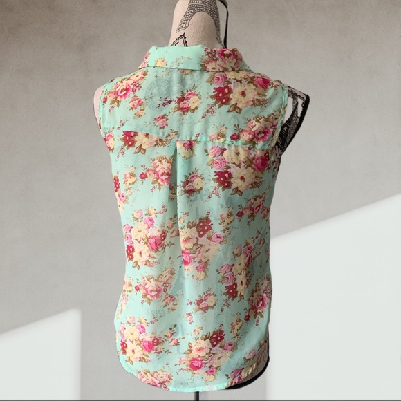 Floral tank top blouse SMALL - Picture 4 of 7